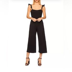 Susana Monaco Ruffle Strap Jumpsuit in black size L